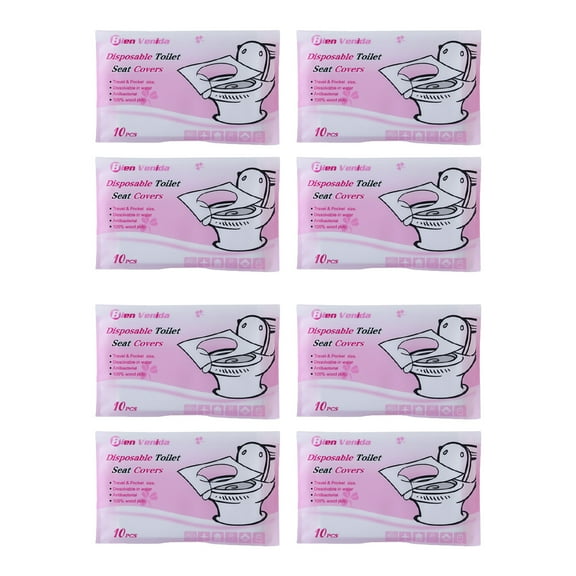 OUNONA 8 Packs of 80Pcs Disposable Toilet Seat Covers Portable Safety Toilet Mat Cushion Bathroom Accessiories for Travel Camping (White)