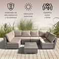 thumbnail image 3 of Ilios Innova | Juego de Sala para jardín para seis personas Fabricada en Mimbre sintético | Incluye 3 sofás para Exterior con Cojines Impermeables y 1 Mesa Centro de Cristal Templado, 3 of 9