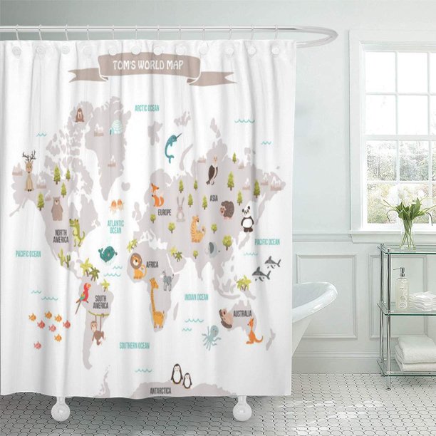 CYNLON Nursery World Map Decal Wall Room Playroom Classroom Bathroom