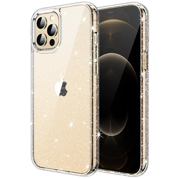 JETech Glitter Case for iPhone 12 Pro Max, 6.7-Inch, Bling Sparkle Shockproof Phone Bumper Cover, Cute Sparkly for Women and Girls (Clear)
