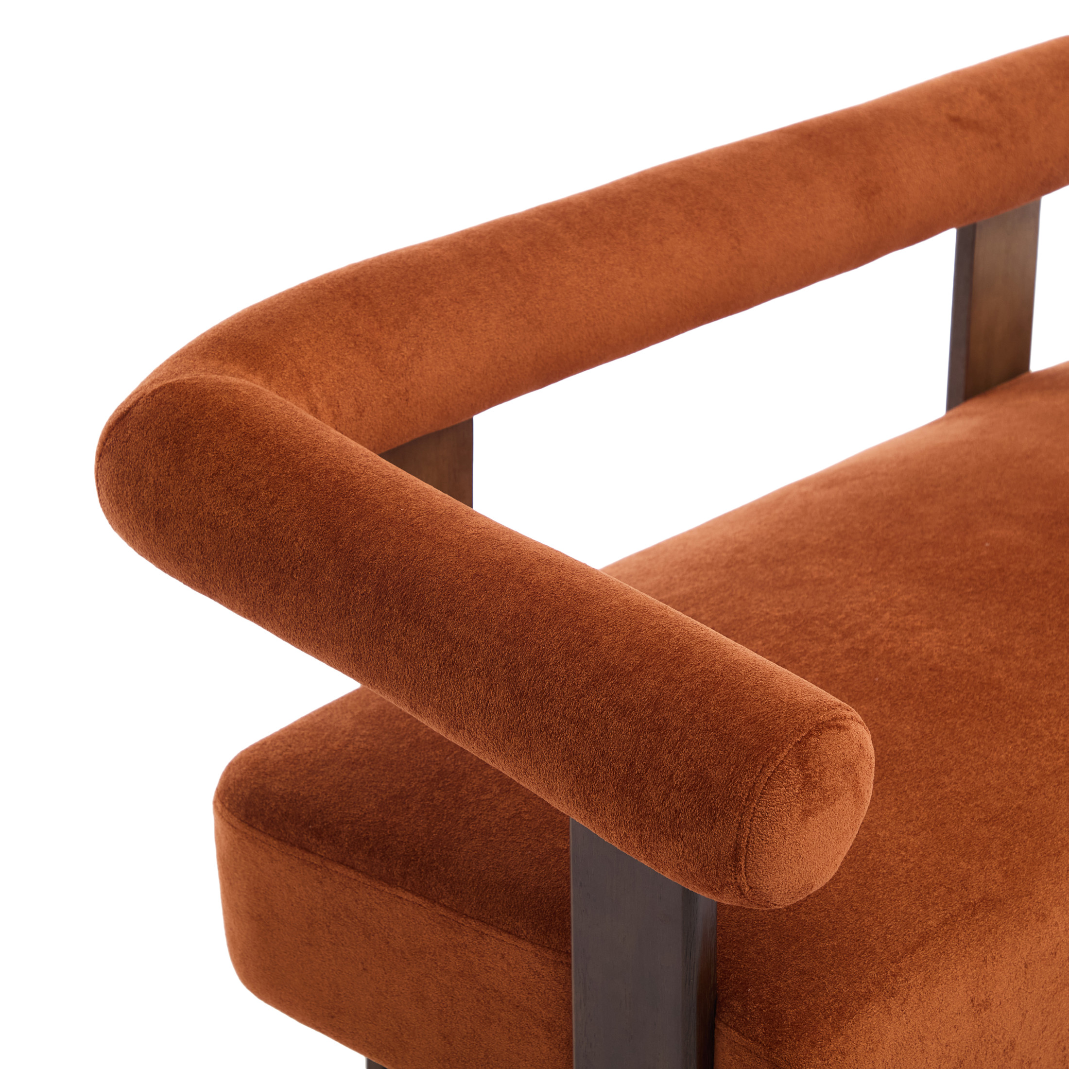 Christopher Knight Home 53" Curved Arm Upholstery Loveseat, Wood Frame, Modern Accent Sofa, Dark Orange+Brown