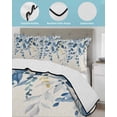 thumbnail image 3 of Quilts Queen Size Bedding Set, Blue Eucalyptus Reversible Summer Quilt 3 Pieces, Farmhouse Weeping Leaves Linen Lightweight Bedspreads Coverlets with 2 Pillow Shams for All Seasons, 3 of 5