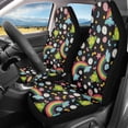 thumbnail image 2 of FOR U DESIGNS Frog Daisy Rainbow Print 2 Pack Car Seat Cover Elastic Automotive Seat Cushion for Women Men Replacement Vehicle Interior Decoration Fit for Cars SUV Truck Sedan, 2 of 7