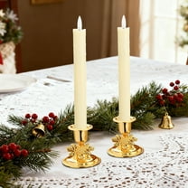 NWOKYZGH Bow Taper Candle Holders: Set of 2 Gold Silver Candle Stick Holders - Metal Candlestick Holders for Home Christmas Wedding Table Centerpiece Mantle Decor