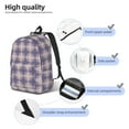 thumbnail image 5 of Naloa Canvas Backpack for Men Women Purple Floral Gingham Check Plaid Print Rucksack Casual Travel Daypack Large and Small Durable College Tote Satchel Bookbag for Teens, 5 of 8