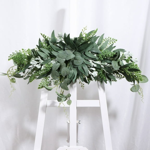 LYCAQL 27.5 Floral Swag Large Artificial Mixed Eucalyptus Leaves Swag Handmade Front Door Twigs Leaves Greenery Decorative Swag for Wedding Arch Party Wall Home Garden Decor