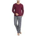 thumbnail image 2 of CONZONE Mens Pajama Sets 2 Peice Pajamas for Men Plaid Long Sleeve Pjs Tops Pants Soft Comfy Fall Winter Homewear Loungewewar, 2 of 8
