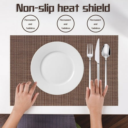 

Kehuoyezai Placemat Green Solid Color PVC Mat Plain Horizontal Stripe Table Mat