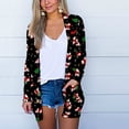 thumbnail image 2 of IROINNID Women's Open Front Jacket Print Long Sleeve Casual Christmas Coat Cardigan With Pocket Casual Tops, Black, 2 of 8