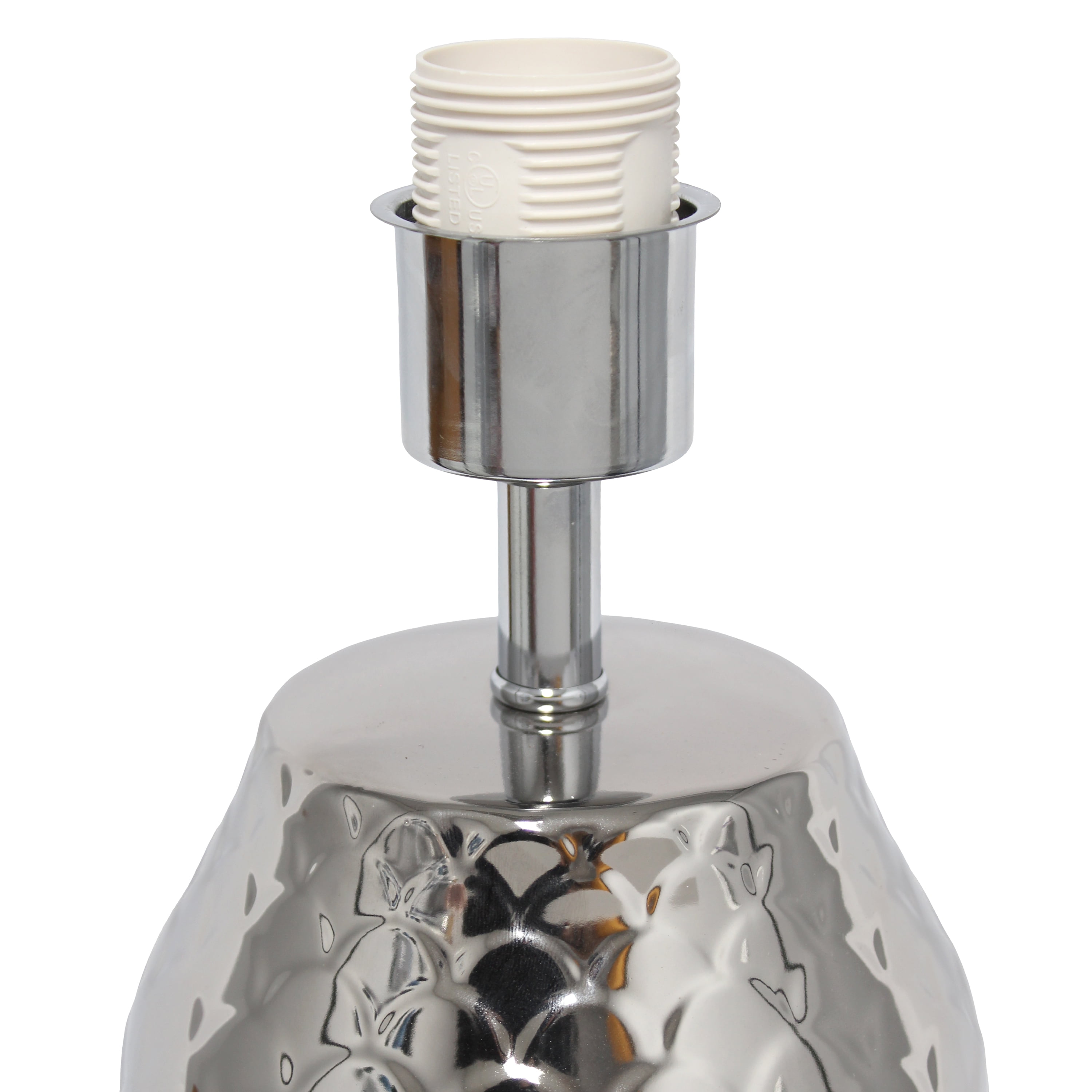 Simple Designs 23.75" Whimsical Wave Porcelain Mermaid Fishscale Table Lamp, Chrome with White Shade