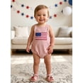 thumbnail image 4 of BemeyourBBs Newborn Baby Boy Girl My First 4th of July Outfit Patriot Independent Day Summer Clothes Romper Overalls USA Flag Embroidery Sleeveless Square Neck Backless Jumpsuit Bodysuit Overalls, 4 of 9