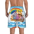 thumbnail image 3 of Bixox Men's Rainbow Animals on Noah's Ark printing Casual Classic Fit Short Summer Beach Shorts, 3 of 6