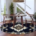 thumbnail image 3 of Round Rugs 5Ft, Navy Blue Boho Round Area Rug Washable Indoor Throw Carpet, Ethnic Art Geometric Southwestern Soft Non Slip Circle Rug for Cabinet Bathroom Home Decor Aesthetic, 3 of 8
