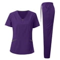 thumbnail image 4 of LYMAYTER Women Medical Uniform Set V-Neck Breathable Uniform Contrast Hospital Duty Nurse Uniform S-2XL, 4 of 4