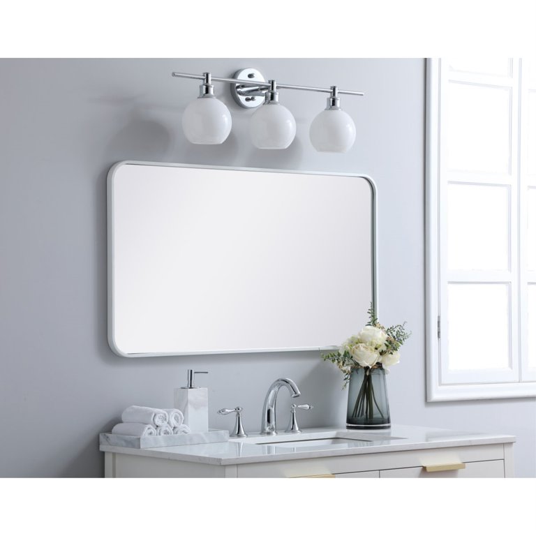 NISHCON 16x24 Bathroom Wall Mirror Rounded Corners Hanging Vanity Mirror  with Shelf Rack