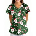 thumbnail image 6 of Garbnen Christmas Scrub Shirts for Women V Neck Short Sleeve Workout Tops for Women Xmas Printed Nurse Uniform with Pockets S-5XL, 6 of 6