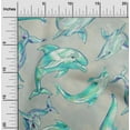 thumbnail image 2 of oneOone Cotton Cambric Turquoise Green Fabric Ocean Dolphin Dress Material Fabric Print Fabric By The Yard 42 Inch Wide-5348, 2 of 4