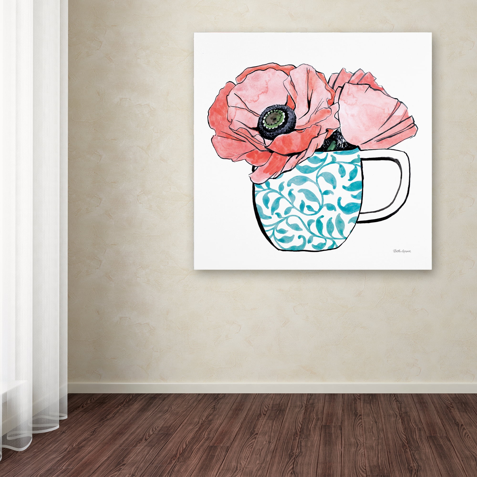 Trademark Fine Art 'Floral Teacups II' Canvas Art by Beth Grove
