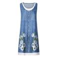 thumbnail image 4 of Moda mujer Casual Sexy cuello redondo estampado Floral falso vestido sin mangas de dos piezas Fridja  hjkh5015, 4 of 5