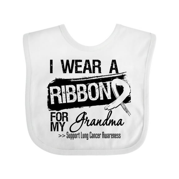 Inktastic Grandma Lung Cancer Ribbon Boys or Girls Baby Bib