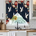 thumbnail image 6 of Navy Blue Crane Swag Valances for Windows 2 Pack, Kitchen Window Curtains 36 Inch Length, Vintage Red Teal Spring Floral Botanical Privacy Swag Curtains for Living Room/Bathroom 36"x36", 6 of 8