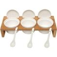 thumbnail image 3 of MyGift 3.5-Inch Ceramic Condiment Dip Sauce Ramekins Set with Bamboo Sampler Tray, 3 of 5