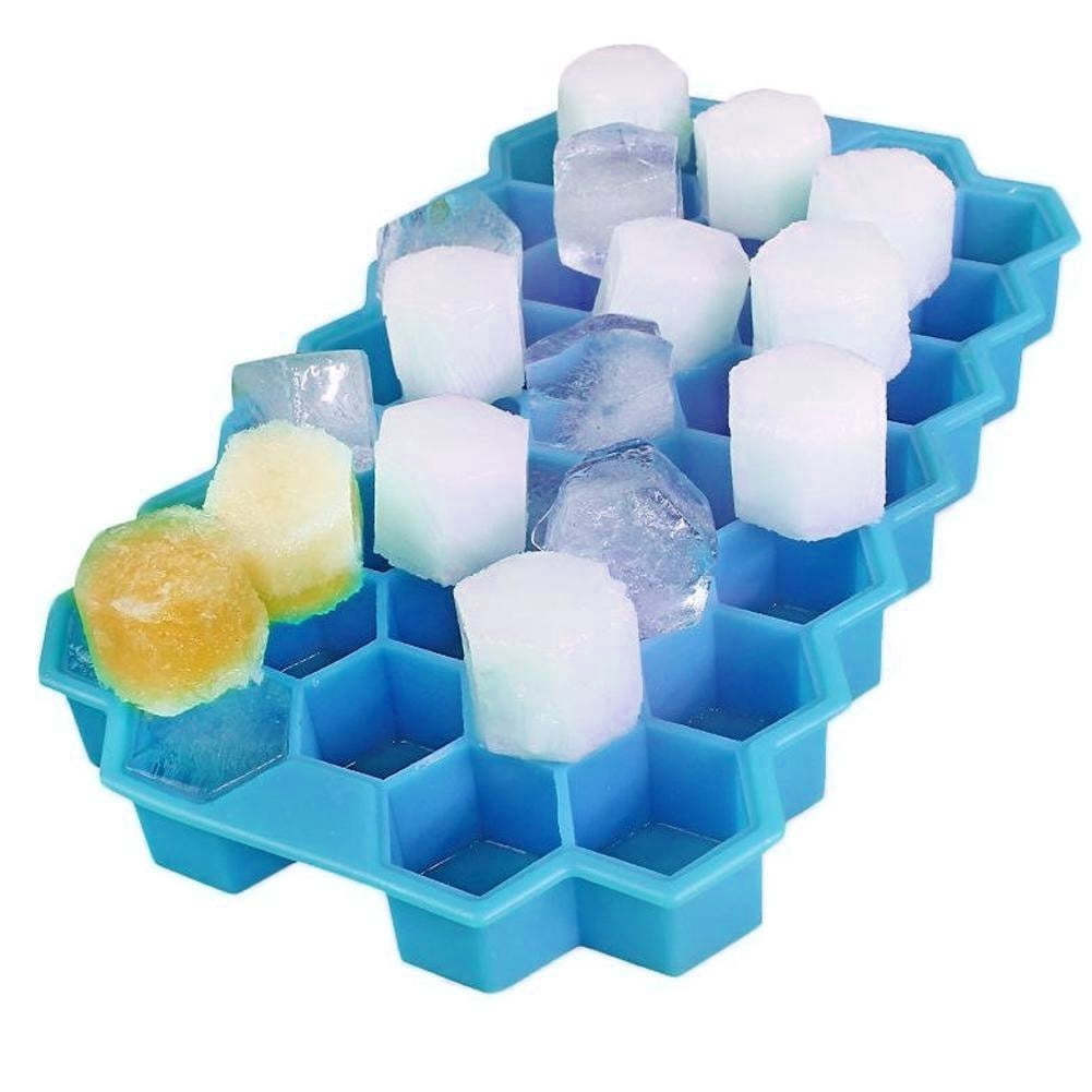 37 Cubes Home Honeycomb Shape Silicone Ice Cube Tray Mold Storage Container ES 