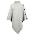 thumbnail image 4 of Women's Sweaters Fall Clothes Women Solid Color Turtleneck Knitted Cape Sweater Poncho Cardigan Coat, 4 of 4