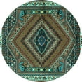 thumbnail image 1 of Ahgly Company Indoor Round Persian Turquoise Blue Traditional Area Rugs, 6' Round, 1 of 4