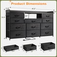 thumbnail image 2 of Black Dresser for Bedroom with 11 Drawers for 60" TV Stand with LED Lights & Charging Station Wide Dresser with Shelves & 4 Hooks Sturdy Metal Frame & Fabric Drawers & Wood Top, 2 of 8