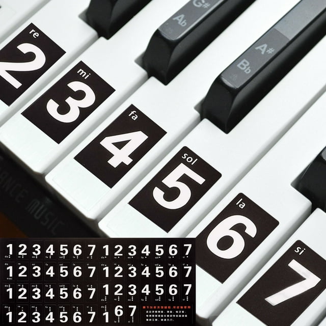 Pegatinas para teclado de piano Uxcell, pegatinas numeradas para piano de 88/61/54 teclas, guía de notas removible para principiantes, negro