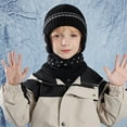 thumbnail image 4 of Kids Winter Hat and Scarf Set, Fleece Lined Knit Beanie with Ear Flaps, Warm Neck Warmer, Toddler Snow Accessories Set for Boys Girls 5-14 Black, 4 of 4