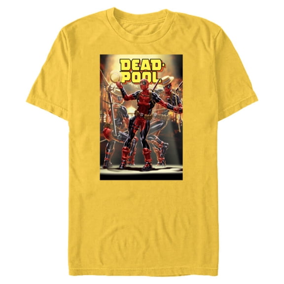 Marvel Deadpool Dashingly Dancing Deadpool Comic Cover Art - Short Sleeve Blended T-Shirt for Adults - Customized-Yellow
