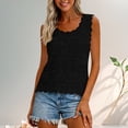 thumbnail image 3 of Gsakboxl Summer Tops for Women 2026 Hollow Out Crochet Wave Trim Sleeveless Knit Tank Top Loose Fit Breathable Summer Resort Beach Vacation Outfit Camisole Vest Black L, 3 of 7