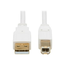 Tripp Lite USB-A to USB-B Antibacterial Cable (M/M), USB 2.0, White, 6 ft. - 6 ft USB/USB-B Data Transfer Cable for Computer, Notebook, Multimedia Device, Scanner, Printer, Hub, Peripheral Device - Fi