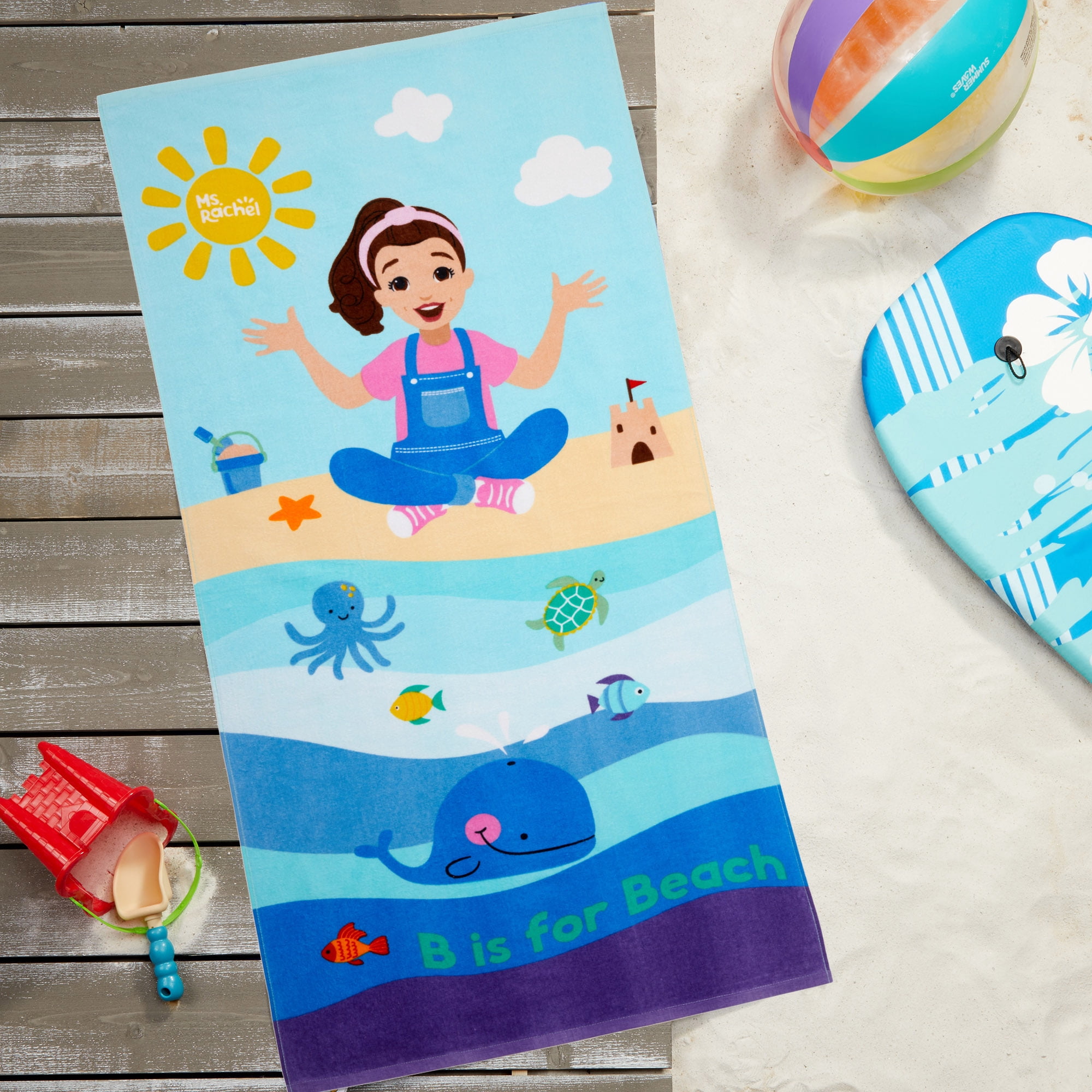 Ms. Rachel Kids Cotton Beach Towel, 28" X 58"