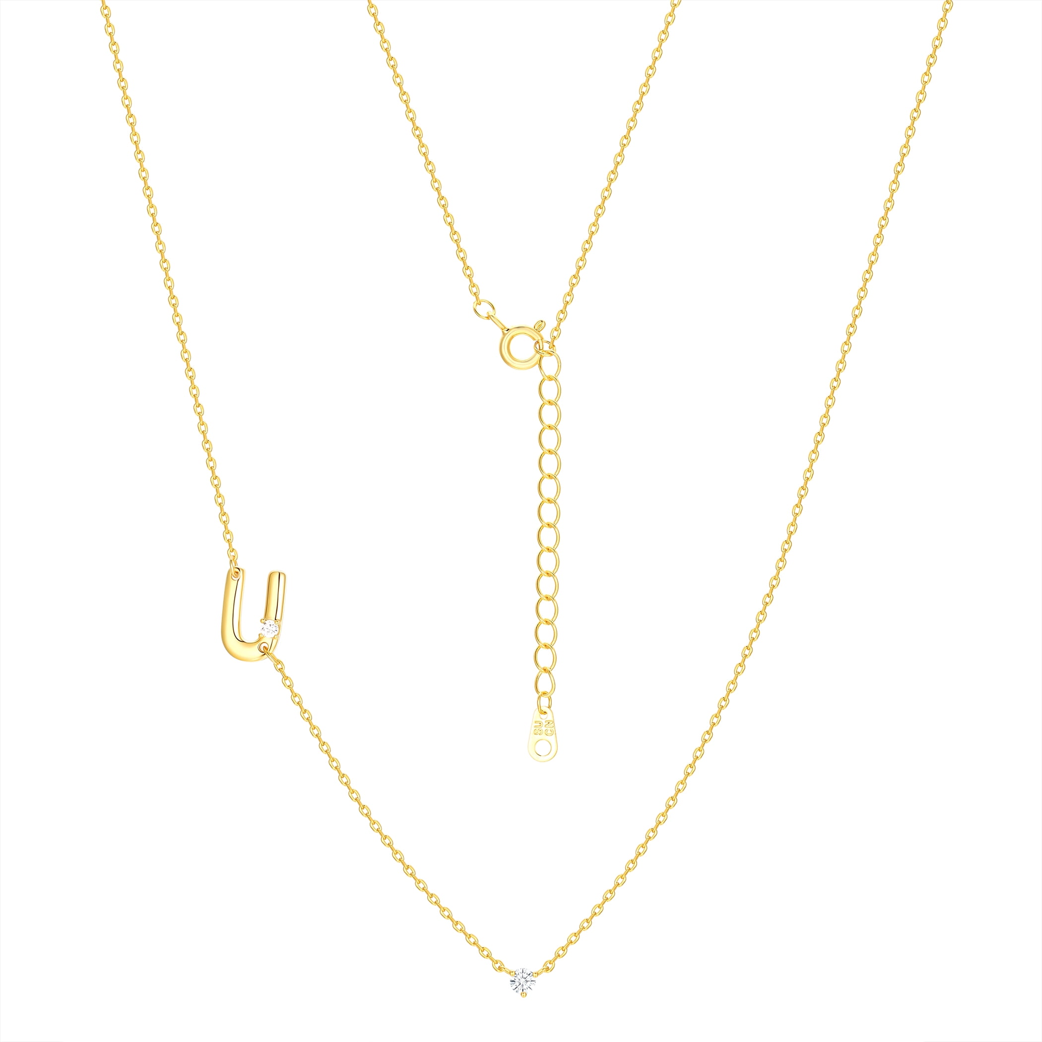 Believe by Brilliance U Triple Chain Initial Necklace Set in 14KT Gold Flash Plated Brass