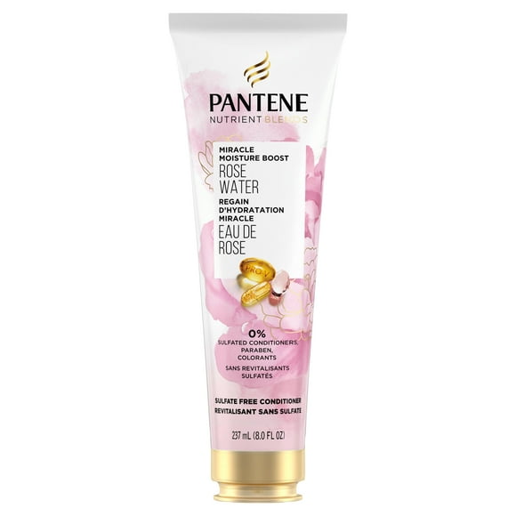 Pantene Rose Water Nutrient Blends Sulfate Free Conditioner, Moisturizes Dry Hair, Safe for Color Treated Hair