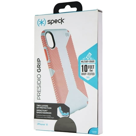 Speck Presidio Grip Hybrid Case for Apple iPhone Xs/X - Dove Gray/Tart Pink