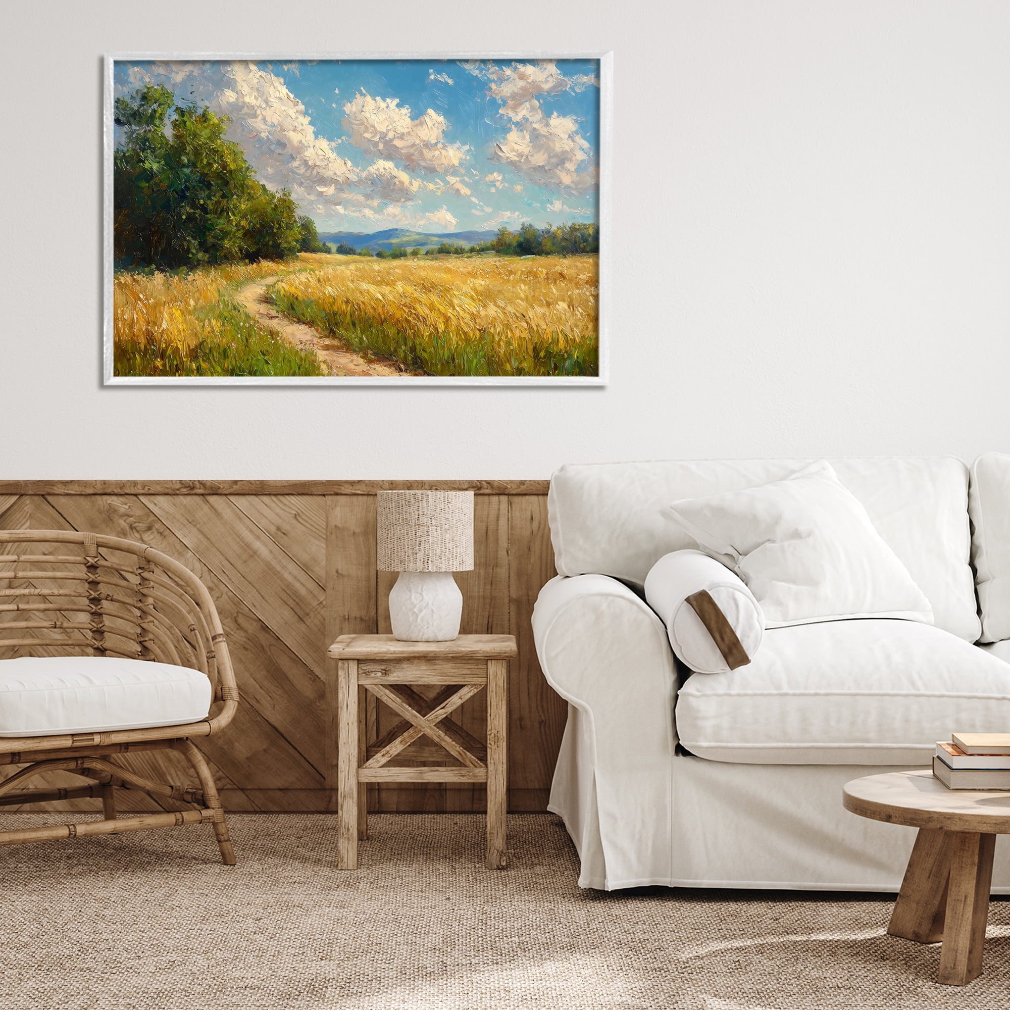 Stupell Industries Winding Path Through Wheat Field White Framed Giclee Art, design by Creative Studio