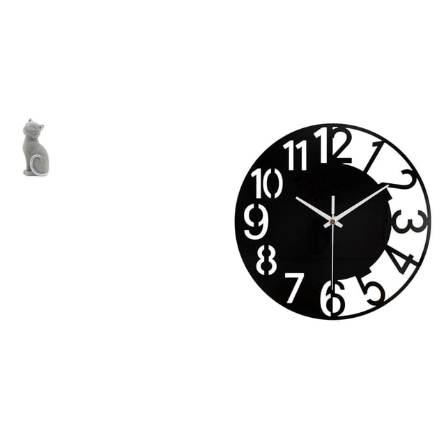 Figura de escritorio,Estatua de gato,linda estantería,escritorio,decoración del hogar,Reloj de pared grande,Reloj de pared acrílico silencioso moderno,Reloj de pared grande para