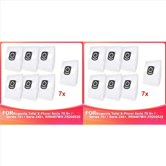 14x para X-Plorer Serie 75 S+ / Serie 70+ / Serie 240+, RR8497WH ZR200520, Accesorios para Aspiradoras Bolsa para Polvo