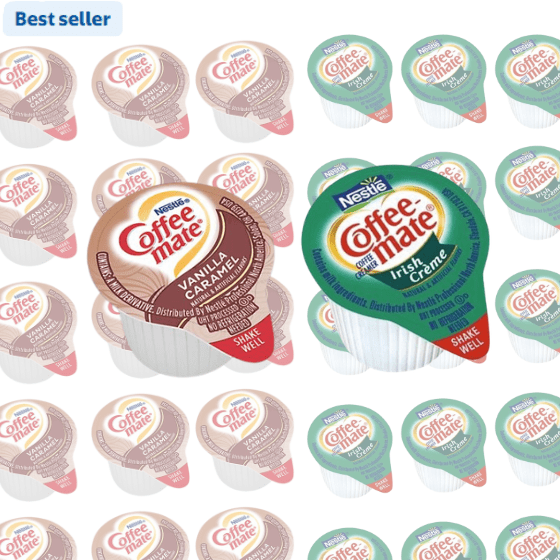 Coffee-mate Liquid Coffee Creamer Variety Pack, Irish Creme and Vanilla Caramel, Single Serve Non-Dairy Coffee Creamer, 0.4 oz, 200 Count