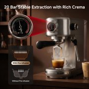 HiBREW 20 Bar Semi Automatic Espresso Machine for Home, Stainless Steel Coffee Maker with Steam Wand H10B