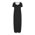 thumbnail image 5 of NXMZXB Plus Size Maxi Dresses for Curvy Women Loose Fit Casual Summer Short Sleeve Crewneck Long T-Shirts Dress Elegant Flowy Beach Sundress with Pockets A-Black L, 5 of 7