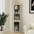 thumbnail image 2 of CQSXDA 68 Inch Tall Freestanding Corner Cabinet in Antique White with 1 Door, 1 Drawer and Adjustable Shelf for Storage for Living Room and Kitchen Decor, 2 of 15