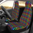 thumbnail image 2 of Pofeuu Rainbow Houndstooth Print Automotive Car Seat Covers Flat Cloth Full Set Seat Covers,Car Seat Covers front seats for Cars Trucks and SUVs(Two packs), 2 of 7