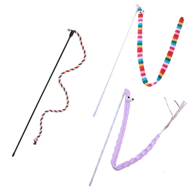 Interactive Cat Wand String, Cat Teaser Toy with Cute Shape and Vivid Color, Cat Kitten Exercise Cat Stick Toy GRAY