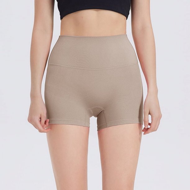 Pantalones cortos deportivos ajustados de cintura alta, ropa de yoga, pantalones cortos de nailon, pantalones elásticos altos ajustados para mujer