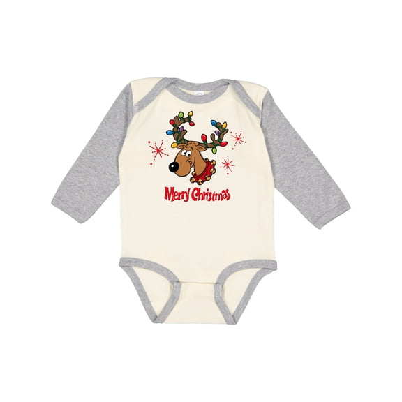 Inktastic Merry Christmas Reindeer Boys or Girls Long Sleeve Baby Bodysuit